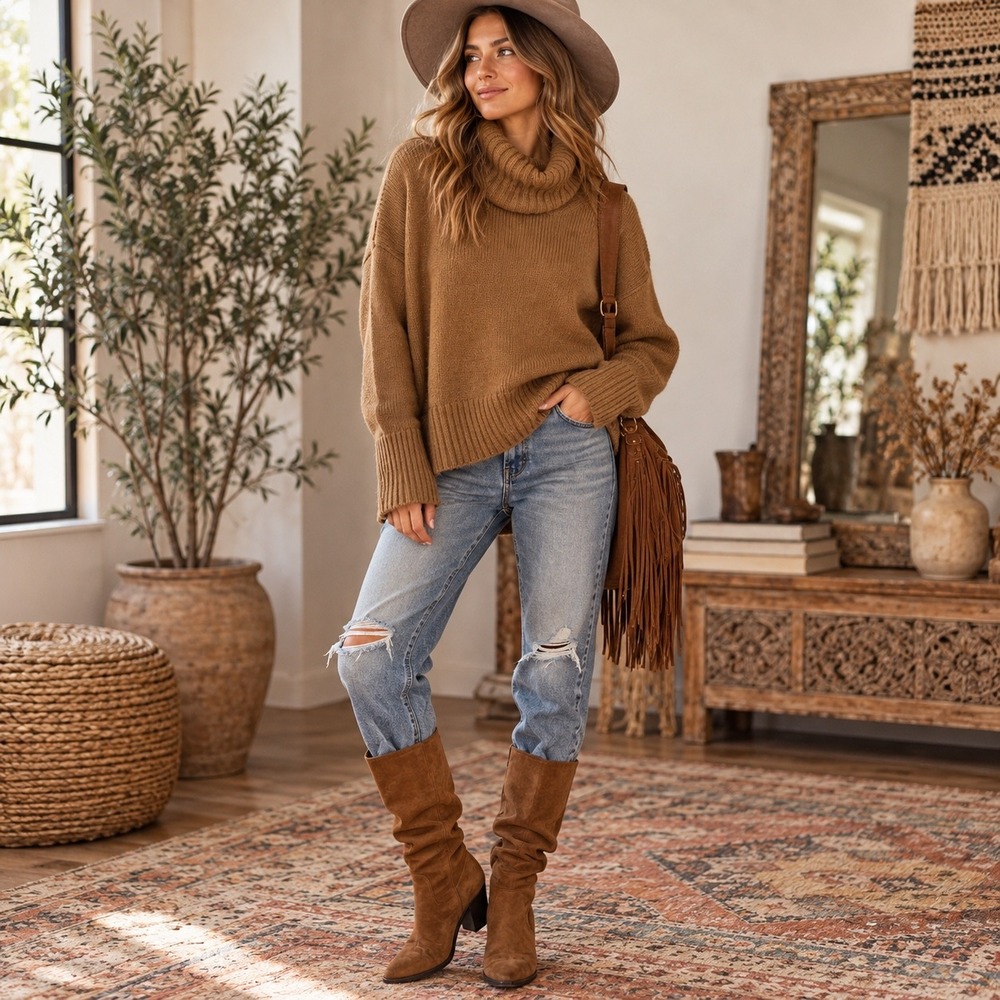 Anthropologie Brown Wool Alpaca Blend Oversized Cowl Neck Sweater Italy S
